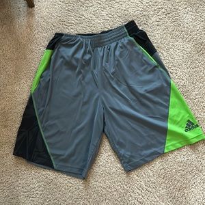 Mens adidas basketball shorts, grey & green
